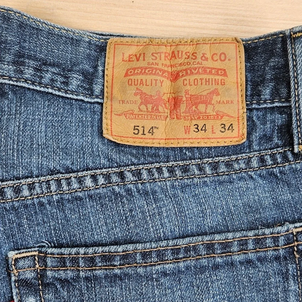 Y2K Levi's 514 Slim Straight Jeans Mens 34x34 Blue Denim Cotton Casual‎ Classic